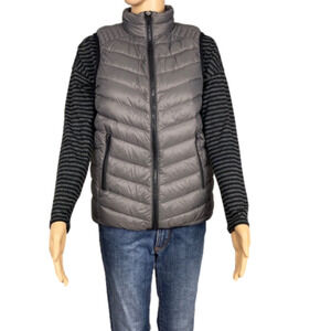 Fabletics down filled packable grey vest size medium